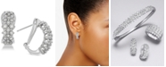 Macy's Diamond Cluster Hoop Earrings (1/2 ct. t.w.) in Sterling Silver